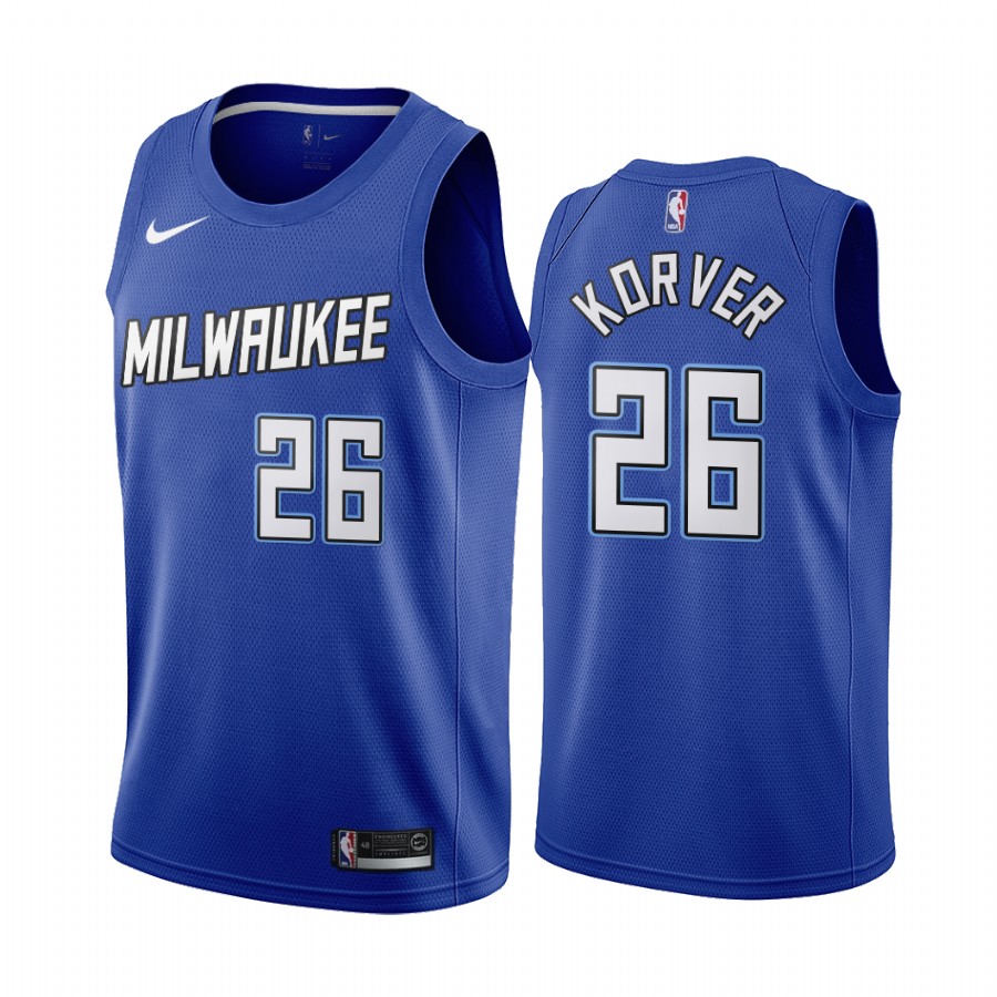 Men's Milwaukee Bucks #26 Kyle Korver Navy NBA City Edition New Uniform 2020-21 Stitched Jersey Men's Milwaukee Bucks #26 Kyle Korver Navy NBA City Edition New Uniform 2020-21 Stitched Jersey